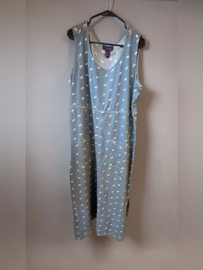 Vintage Denim & Co Floral Denim Dress Plus Size 1X Embroidered Midi Pockets